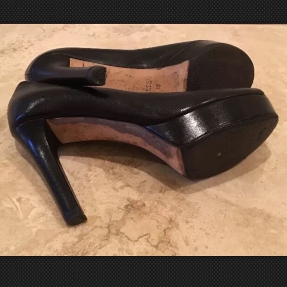 GUCCI Black Leather Open Toe Pumps Heels 10M ITALY - Picture 8 of 8
